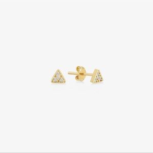 14k Gold Pave Diamond Triangle Stud Earrings